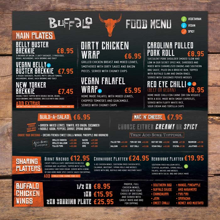 Buffalo Bar menu